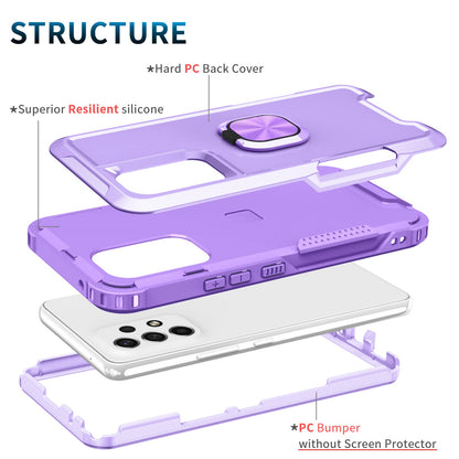 For Samsung Galaxy A73 5G Rotatable Ring Holder Kickstand Phone Case PC + Silicone Anti-scratch Phone Cover