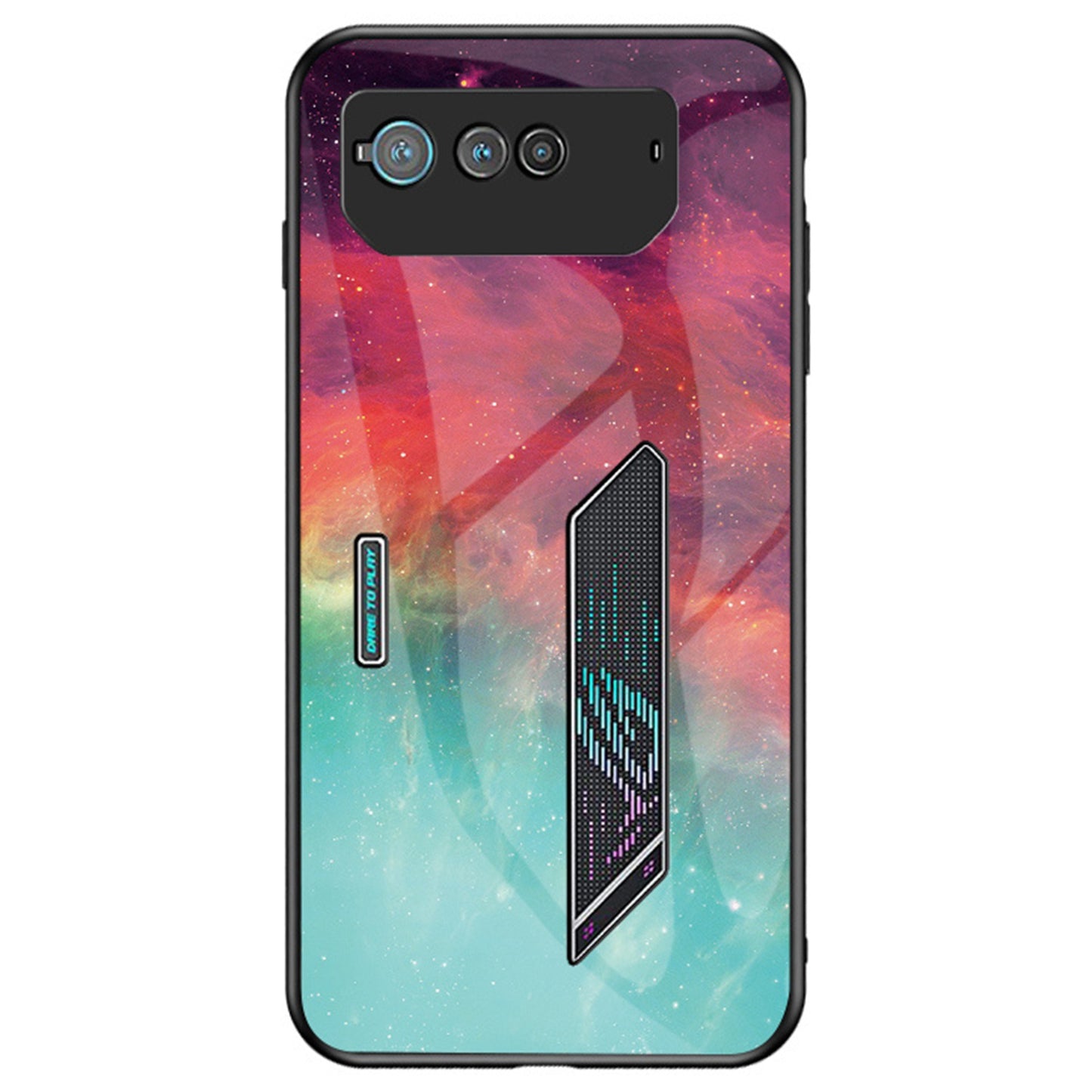 For Asus ROG Phone 6 5G Airbag Anti-fall Starry Sky Pattern Design Back Cover PC TPU Tempered Glass Anti-scratch Case