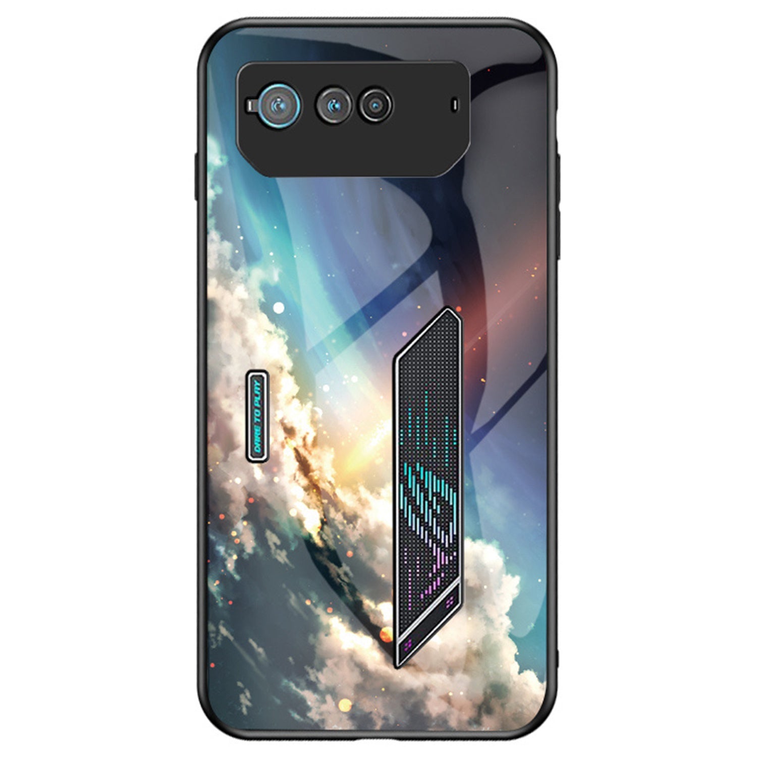 For Asus ROG Phone 6 5G Airbag Anti-fall Starry Sky Pattern Design Back Cover PC TPU Tempered Glass Anti-scratch Case