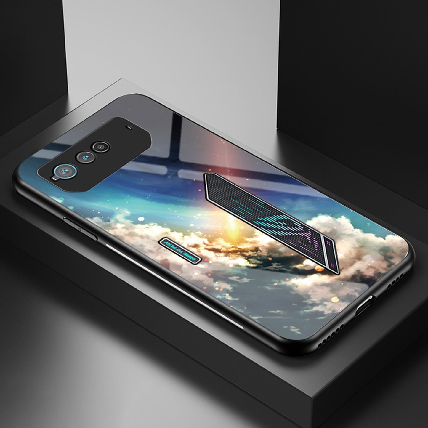 For Asus ROG Phone 6 5G Airbag Anti-fall Starry Sky Pattern Design Back Cover PC TPU Tempered Glass Anti-scratch Case