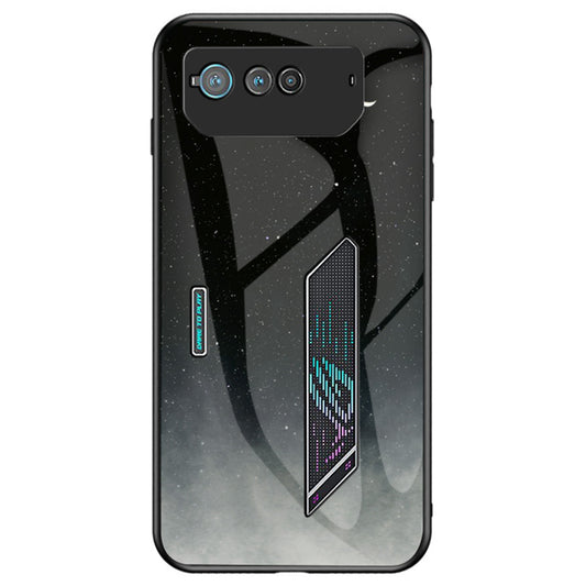 For Asus ROG Phone 6 5G Airbag Anti-fall Starry Sky Pattern Design Back Cover PC TPU Tempered Glass Anti-scratch Case