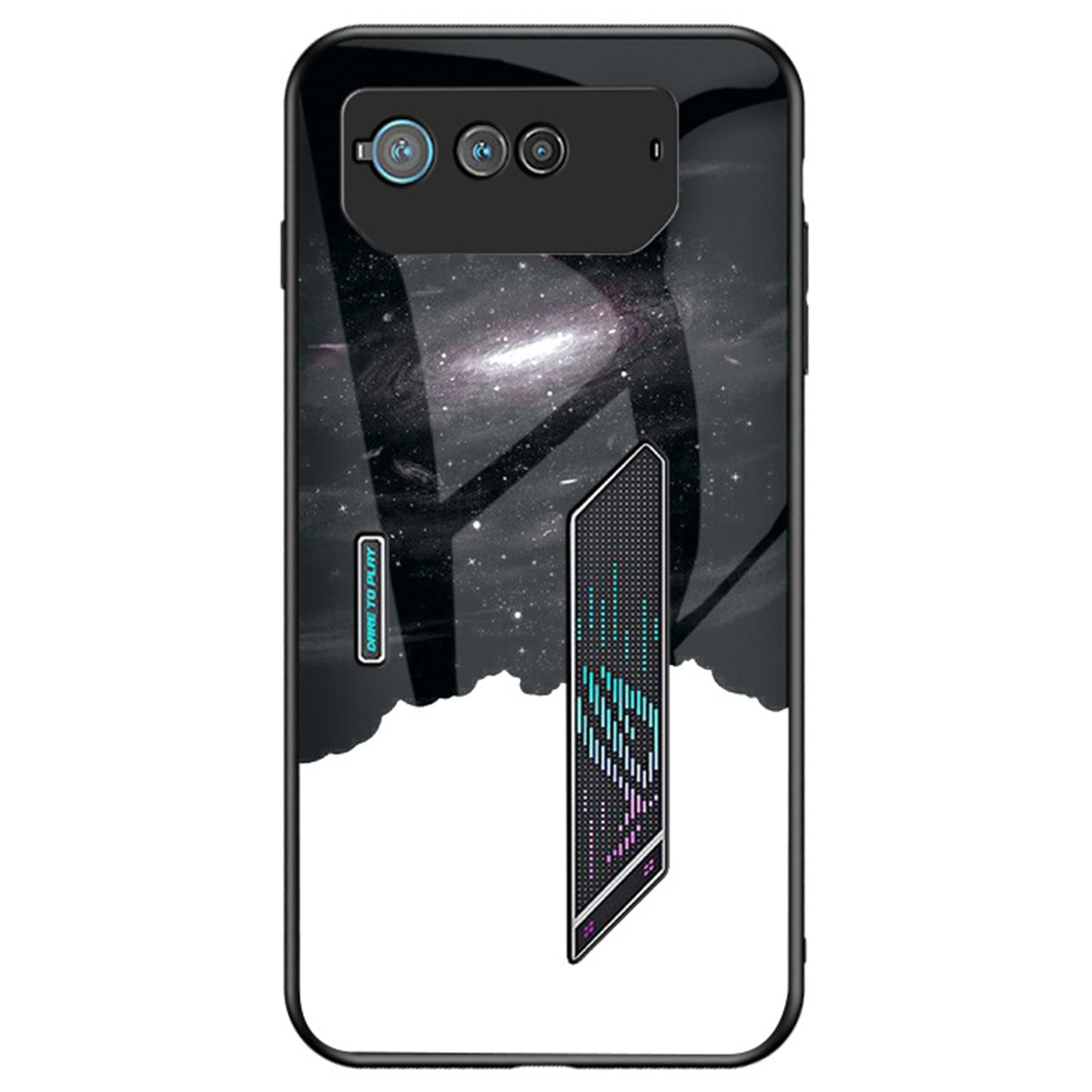 For Asus ROG Phone 6 5G Airbag Anti-fall Starry Sky Pattern Design Back Cover PC TPU Tempered Glass Anti-scratch Case