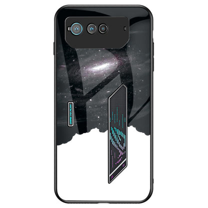 For Asus ROG Phone 6 5G Airbag Anti-fall Starry Sky Pattern Design Back Cover PC TPU Tempered Glass Anti-scratch Case