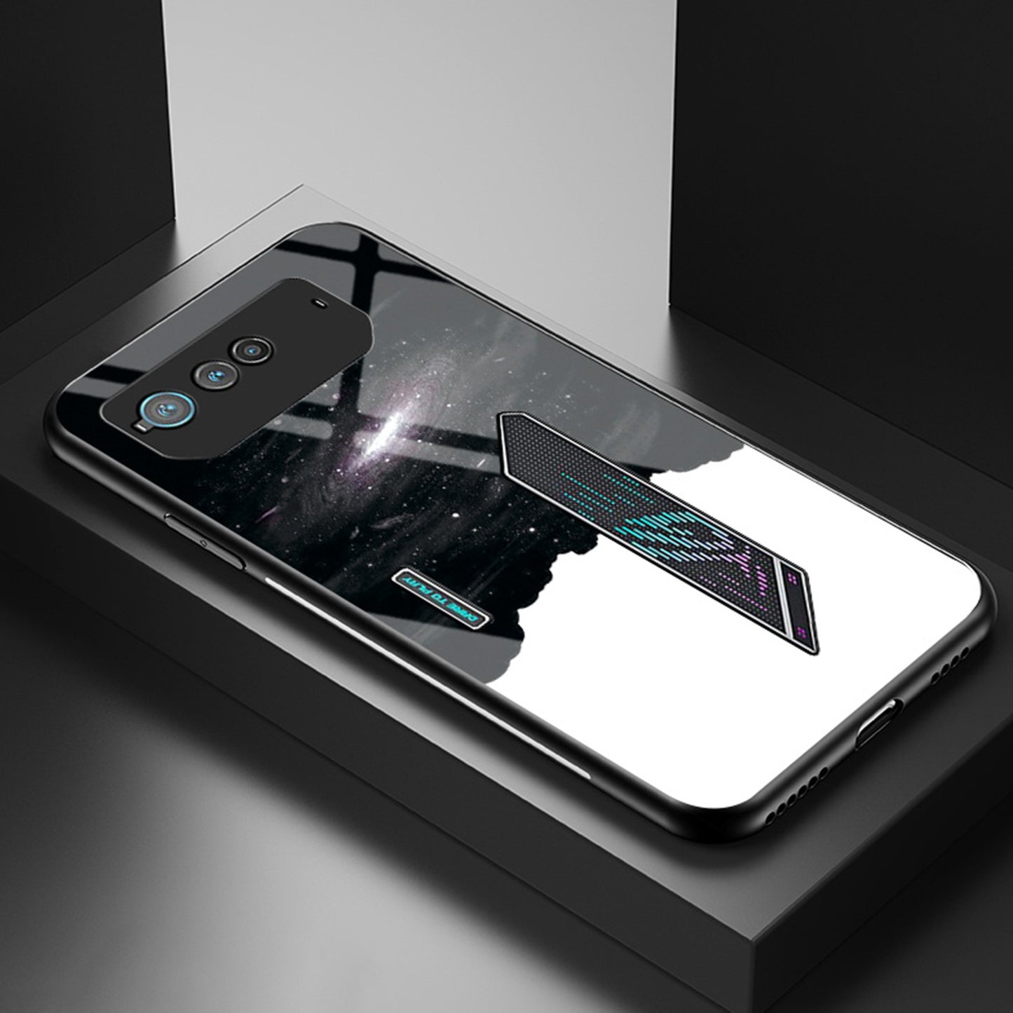 For Asus ROG Phone 6 5G Airbag Anti-fall Starry Sky Pattern Design Back Cover PC TPU Tempered Glass Anti-scratch Case