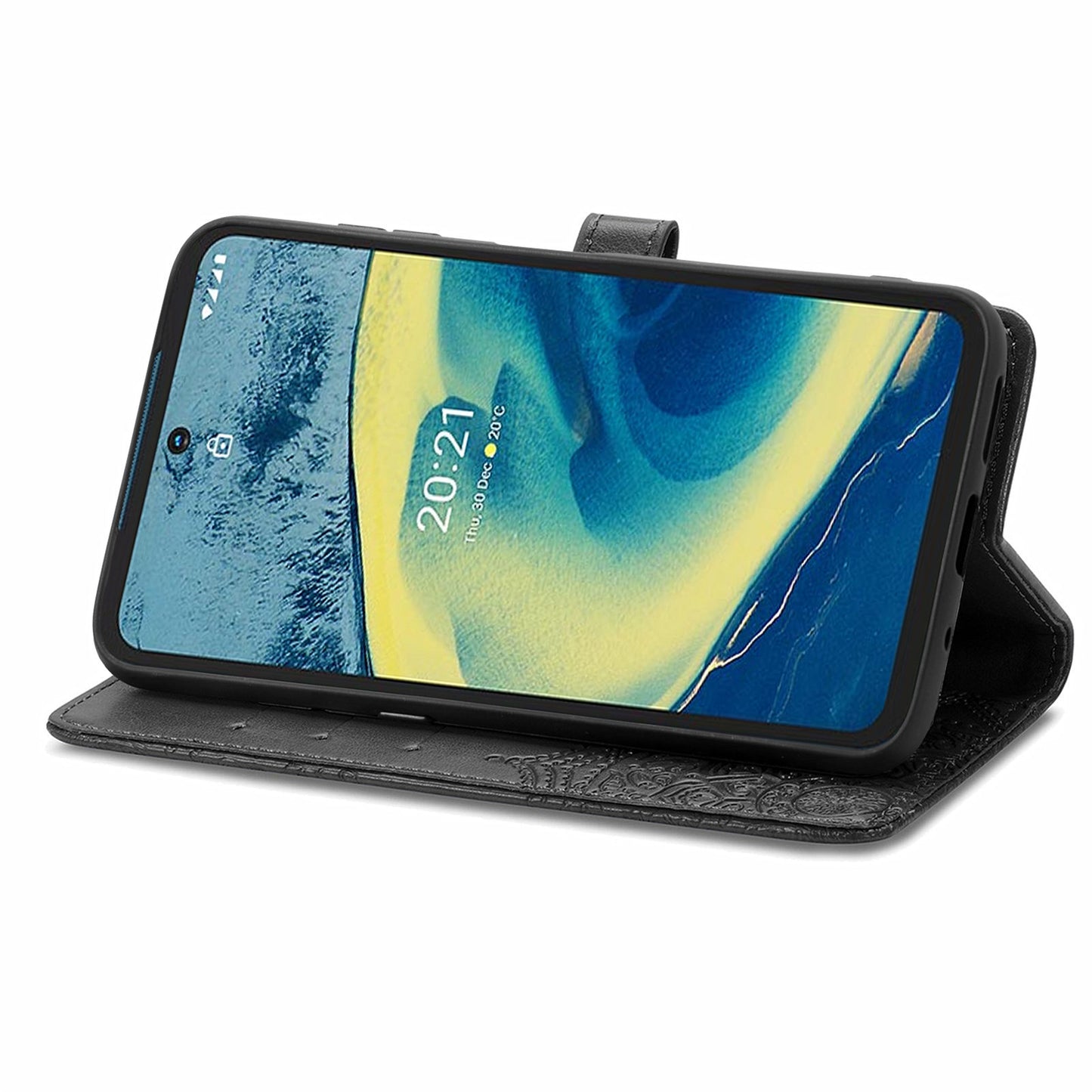 For Nokia XR20 5G Embossed Mandala Pattern PU Leather Wallet Case Stand Magnetic Closure Full Shockproof Folio Flip Cover with Strap