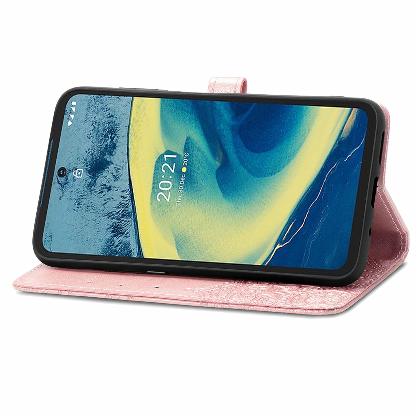 For Nokia XR20 5G Embossed Mandala Pattern PU Leather Wallet Case Stand Magnetic Closure Full Shockproof Folio Flip Cover with Strap