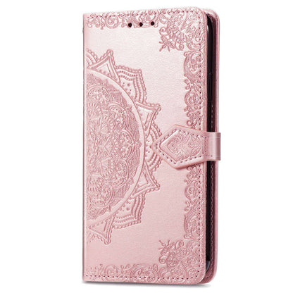 For Nokia XR20 5G Embossed Mandala Pattern PU Leather Wallet Case Stand Magnetic Closure Full Shockproof Folio Flip Cover with Strap