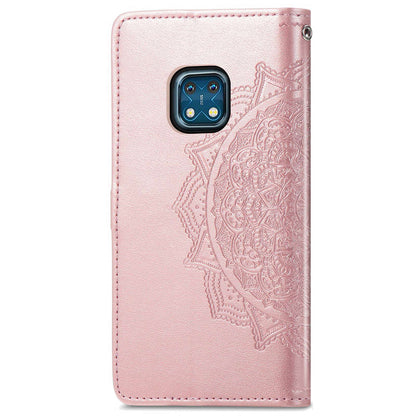 For Nokia XR20 5G Embossed Mandala Pattern PU Leather Wallet Case Stand Magnetic Closure Full Shockproof Folio Flip Cover with Strap