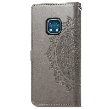 For Nokia XR20 5G Embossed Mandala Pattern PU Leather Wallet Case Stand Magnetic Closure Full Shockproof Folio Flip Cover with Strap