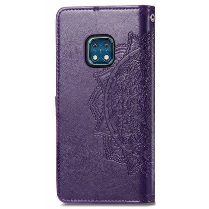 For Nokia XR20 5G Embossed Mandala Pattern PU Leather Wallet Case Stand Magnetic Closure Full Shockproof Folio Flip Cover with Strap