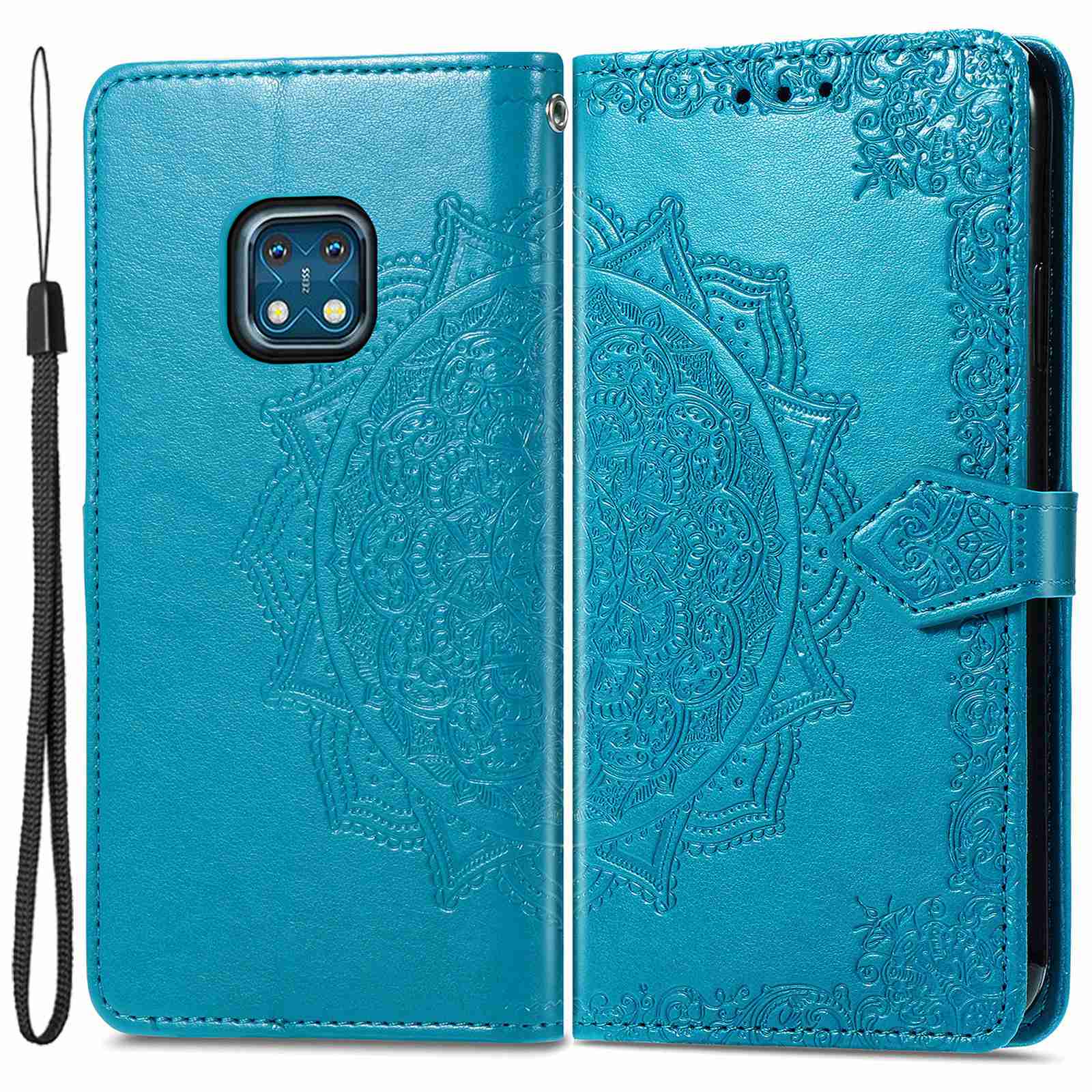 For Nokia XR20 5G Embossed Mandala Pattern PU Leather Wallet Case Stand Magnetic Closure Full Shockproof Folio Flip Cover with Strap