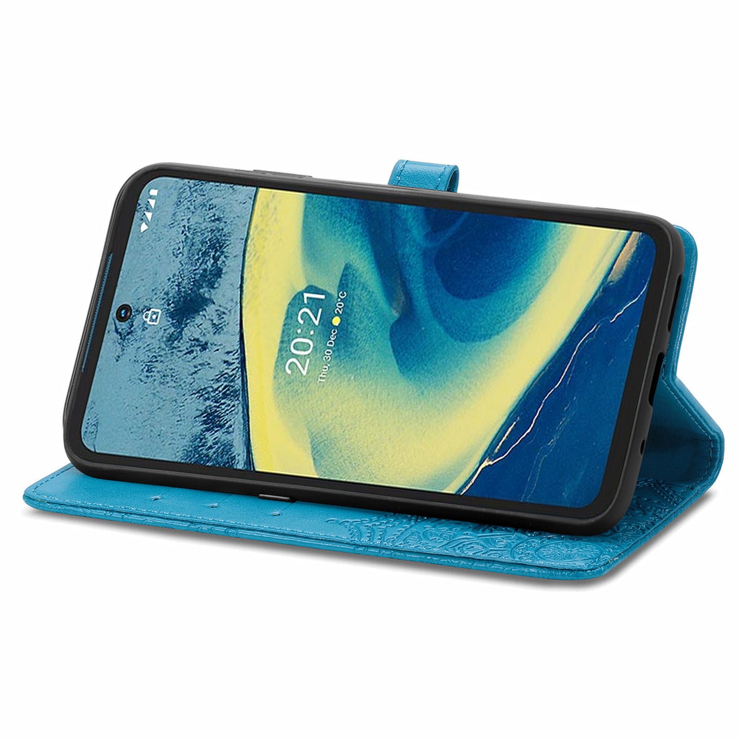 For Nokia XR20 5G Embossed Mandala Pattern PU Leather Wallet Case Stand Magnetic Closure Full Shockproof Folio Flip Cover with Strap