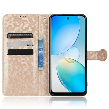For Infinix Hot 12 4G Mobile Phone Wallet Case Dot Pattern Imprinted PU Leather Stand Phone Cover