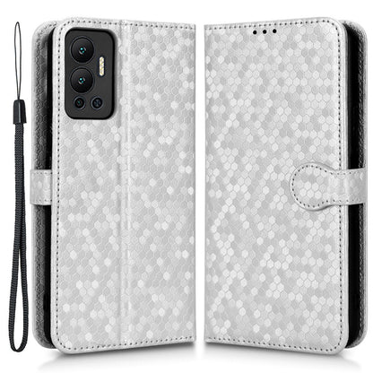 For Infinix Hot 12 4G Mobile Phone Wallet Case Dot Pattern Imprinted PU Leather Stand Phone Cover