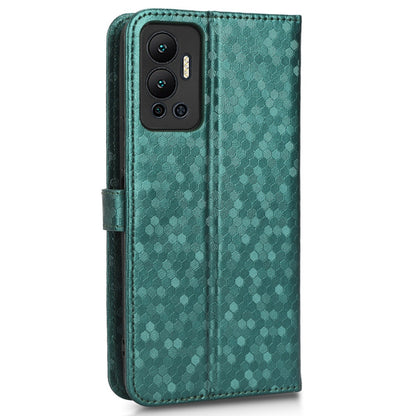 For Infinix Hot 12 4G Mobile Phone Wallet Case Dot Pattern Imprinted PU Leather Stand Phone Cover