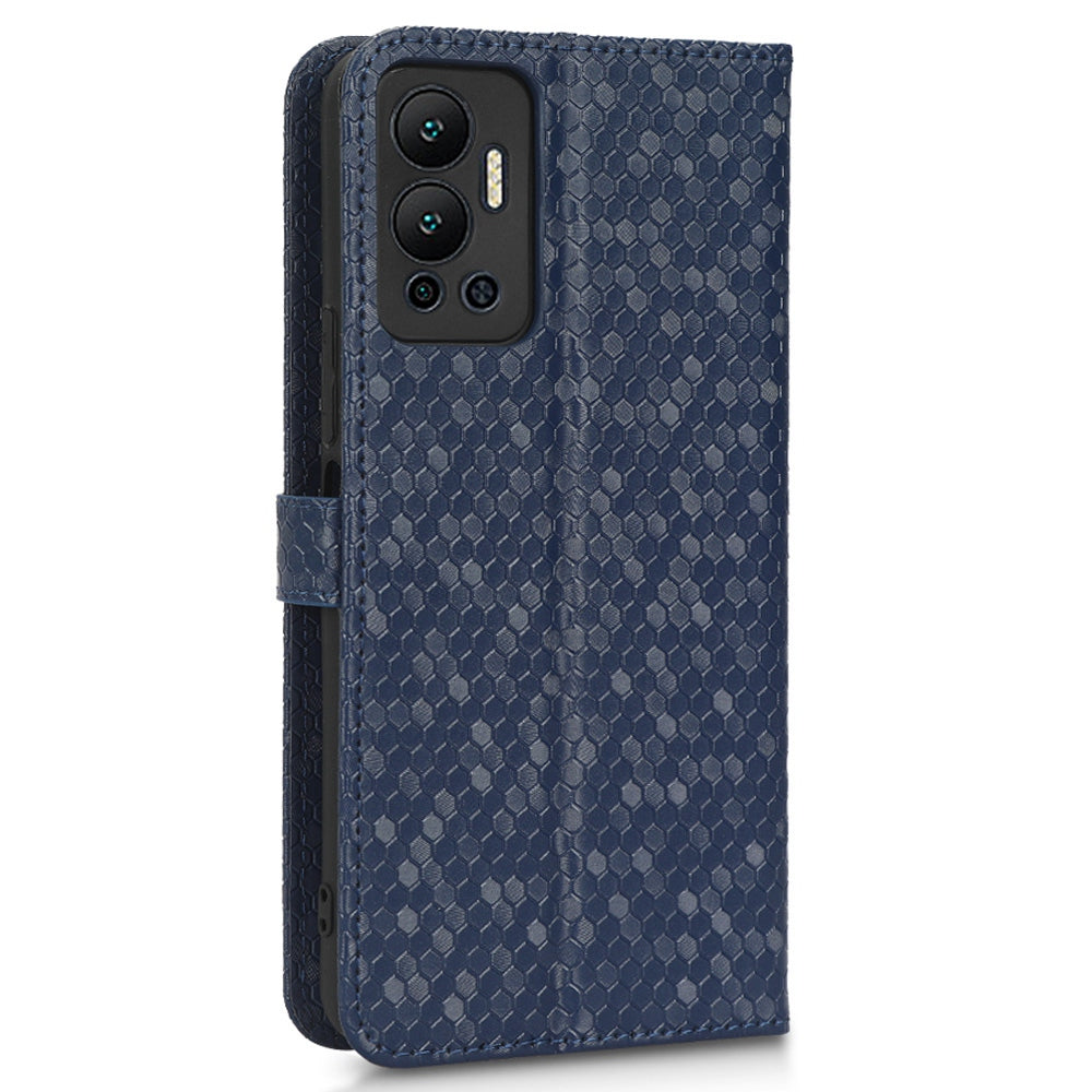 For Infinix Hot 12 4G Mobile Phone Wallet Case Dot Pattern Imprinted PU Leather Stand Phone Cover