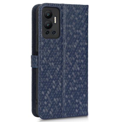 For Infinix Hot 12 4G Mobile Phone Wallet Case Dot Pattern Imprinted PU Leather Stand Phone Cover