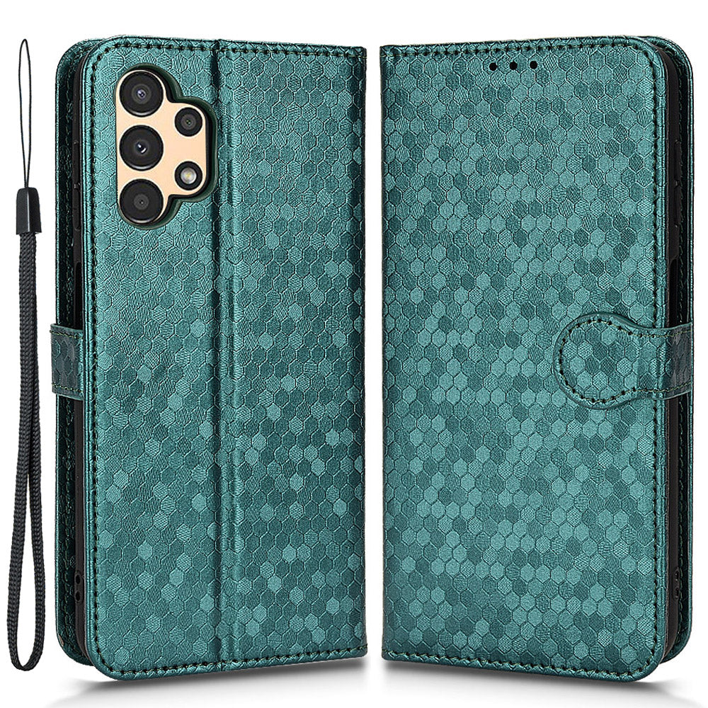 For Samsung Galaxy A13 4G Dot Pattern Imprinted Phone Cover Anti-scratch PU Leather Stand Wallet Phone Case