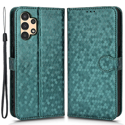 For Samsung Galaxy A13 4G Dot Pattern Imprinted Phone Cover Anti-scratch PU Leather Stand Wallet Phone Case