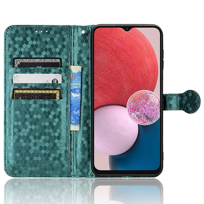 For Samsung Galaxy A13 4G Dot Pattern Imprinted Phone Cover Anti-scratch PU Leather Stand Wallet Phone Case