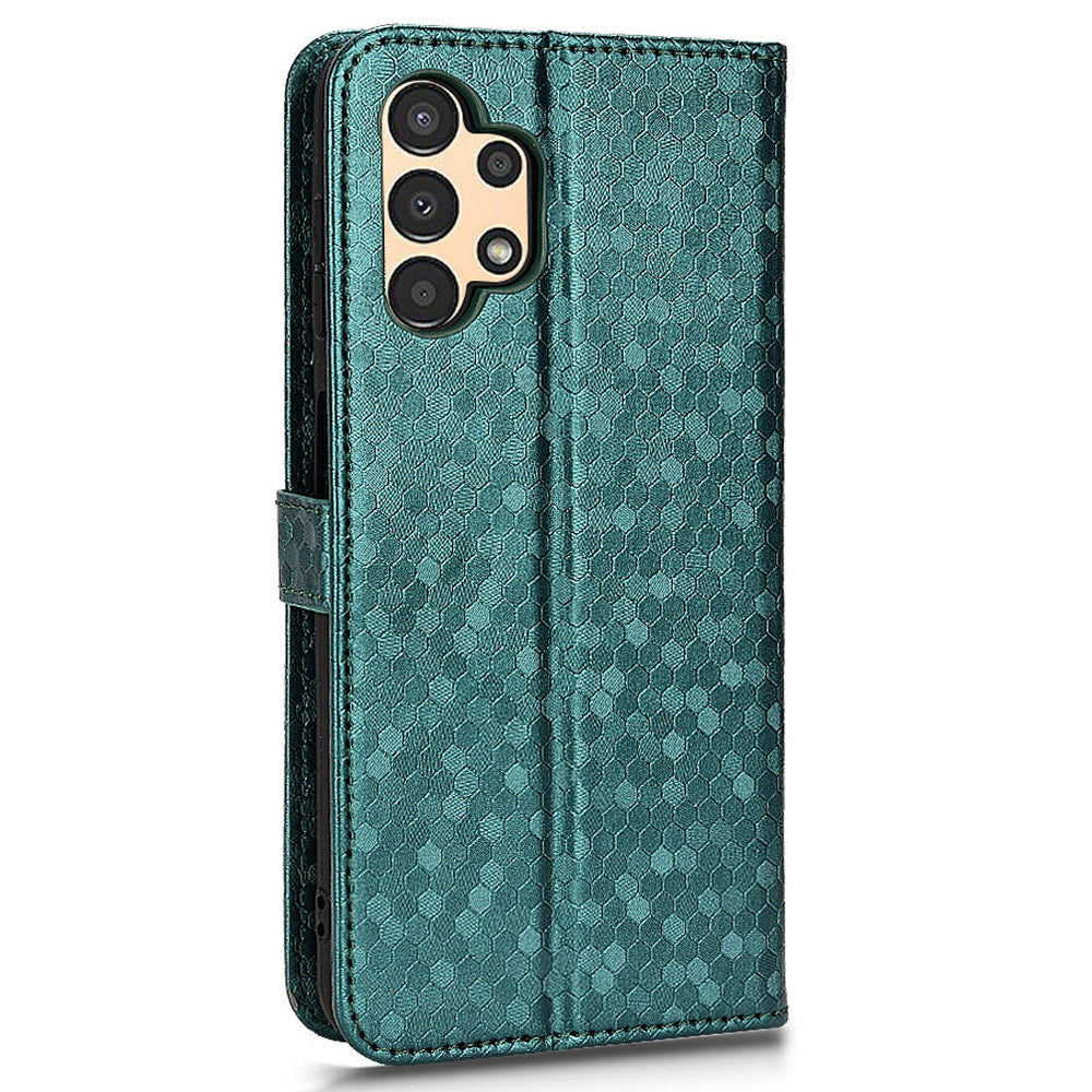 For Samsung Galaxy A13 4G Dot Pattern Imprinted Phone Cover Anti-scratch PU Leather Stand Wallet Phone Case