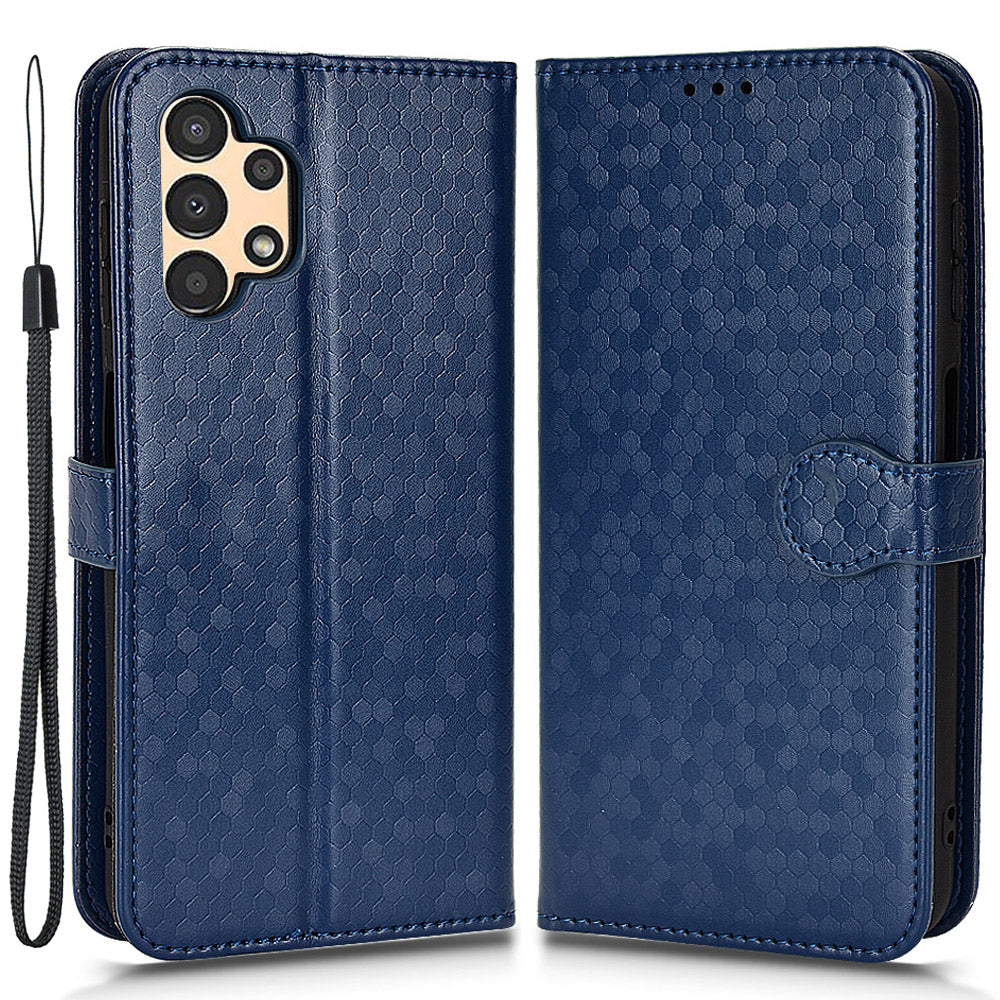 For Samsung Galaxy A13 4G Dot Pattern Imprinted Phone Cover Anti-scratch PU Leather Stand Wallet Phone Case