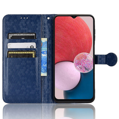 For Samsung Galaxy A13 4G Dot Pattern Imprinted Phone Cover Anti-scratch PU Leather Stand Wallet Phone Case