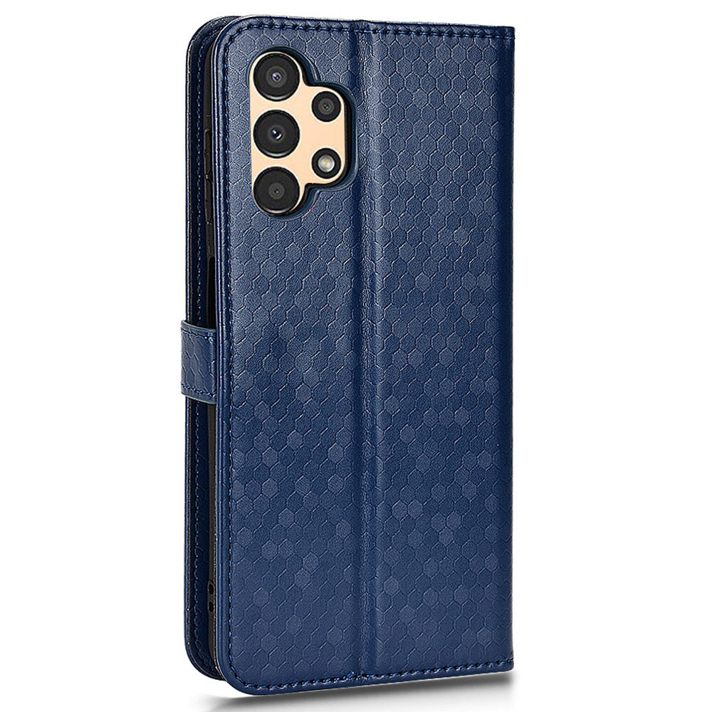 For Samsung Galaxy A13 4G Dot Pattern Imprinted Phone Cover Anti-scratch PU Leather Stand Wallet Phone Case
