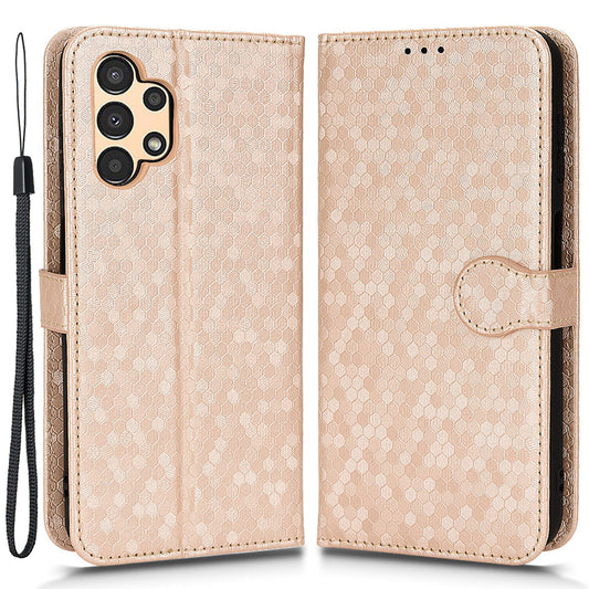 For Samsung Galaxy A13 4G Dot Pattern Imprinted Phone Cover Anti-scratch PU Leather Stand Wallet Phone Case