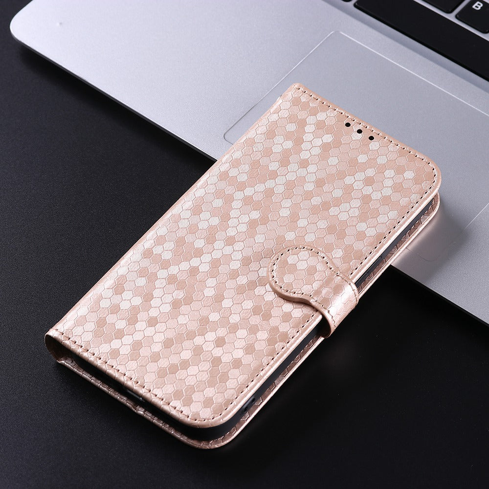 For Samsung Galaxy A13 4G Dot Pattern Imprinted Phone Cover Anti-scratch PU Leather Stand Wallet Phone Case