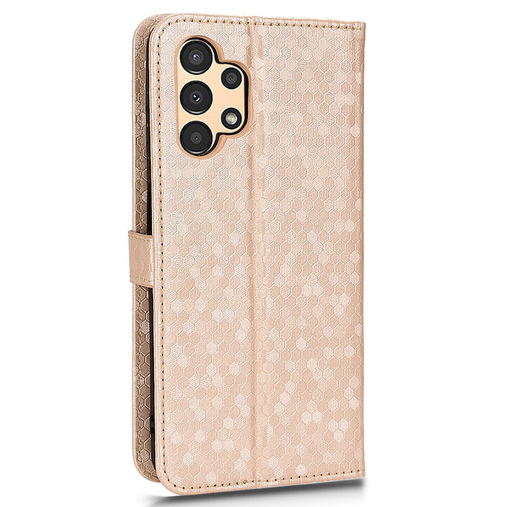 For Samsung Galaxy A13 4G Dot Pattern Imprinted Phone Cover Anti-scratch PU Leather Stand Wallet Phone Case