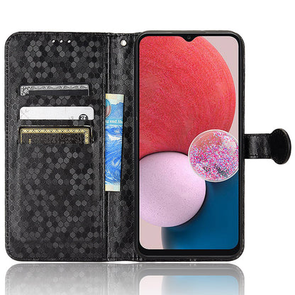 For Samsung Galaxy A13 4G Dot Pattern Imprinted Phone Cover Anti-scratch PU Leather Stand Wallet Phone Case