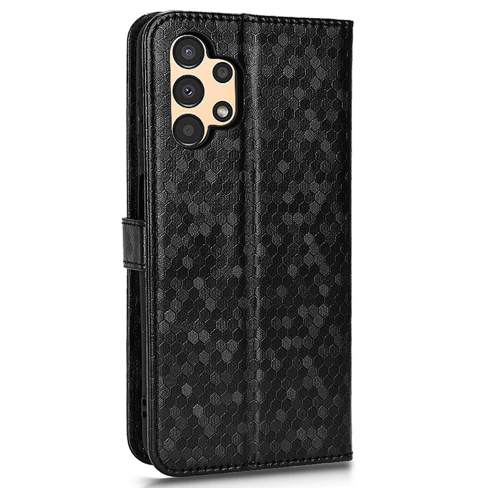 For Samsung Galaxy A13 4G Dot Pattern Imprinted Phone Cover Anti-scratch PU Leather Stand Wallet Phone Case