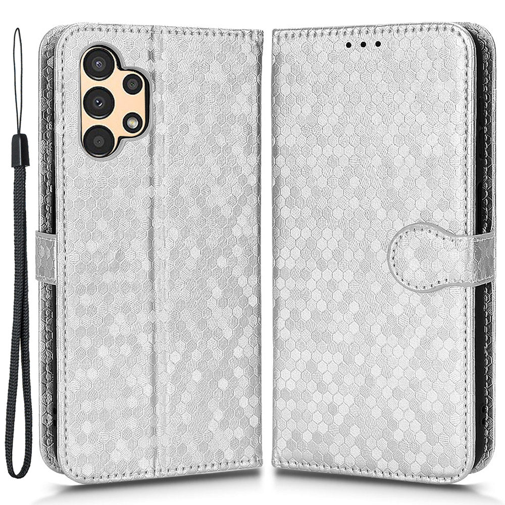 For Samsung Galaxy A13 4G Dot Pattern Imprinted Phone Cover Anti-scratch PU Leather Stand Wallet Phone Case
