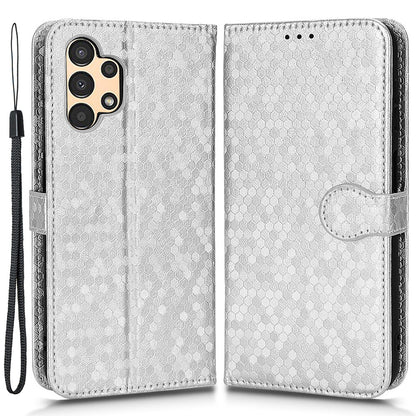 For Samsung Galaxy A13 4G Dot Pattern Imprinted Phone Cover Anti-scratch PU Leather Stand Wallet Phone Case