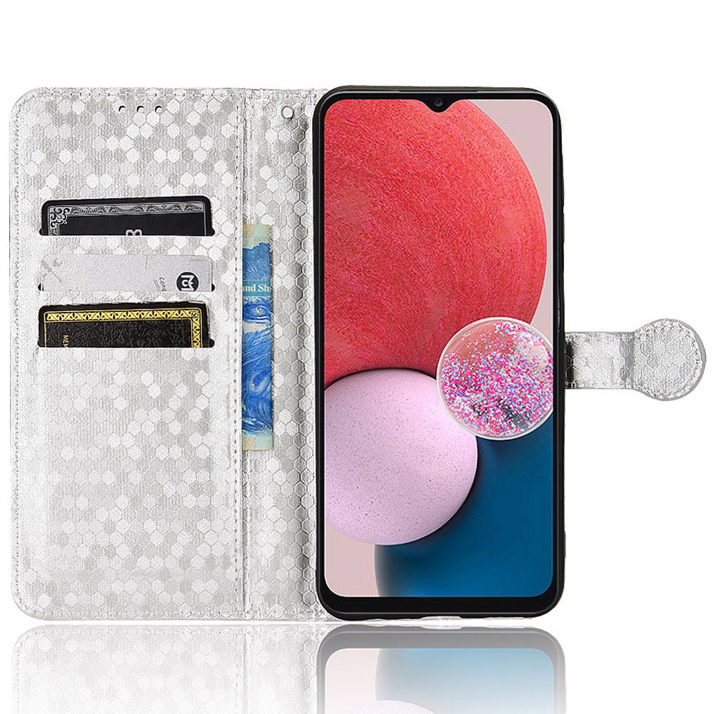 For Samsung Galaxy A13 4G Dot Pattern Imprinted Phone Cover Anti-scratch PU Leather Stand Wallet Phone Case