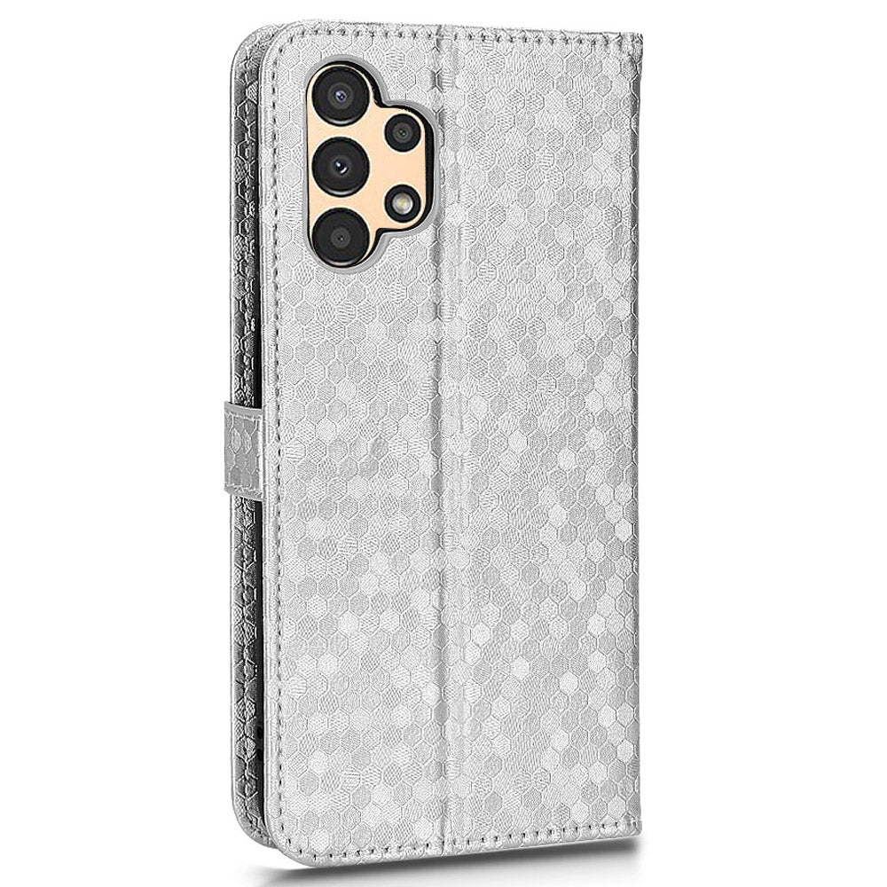 For Samsung Galaxy A13 4G Dot Pattern Imprinted Phone Cover Anti-scratch PU Leather Stand Wallet Phone Case