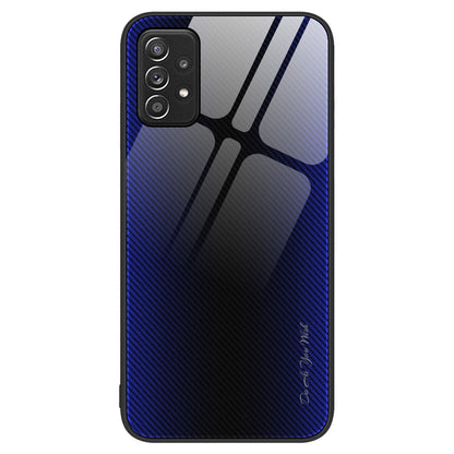 Anti-scratch Phone Cover For Samsung Galaxy A52 4G / 5G / A52s 5G, Carbon Fiber Texture Tempered Glass Phone Case with Soft TPU Frame