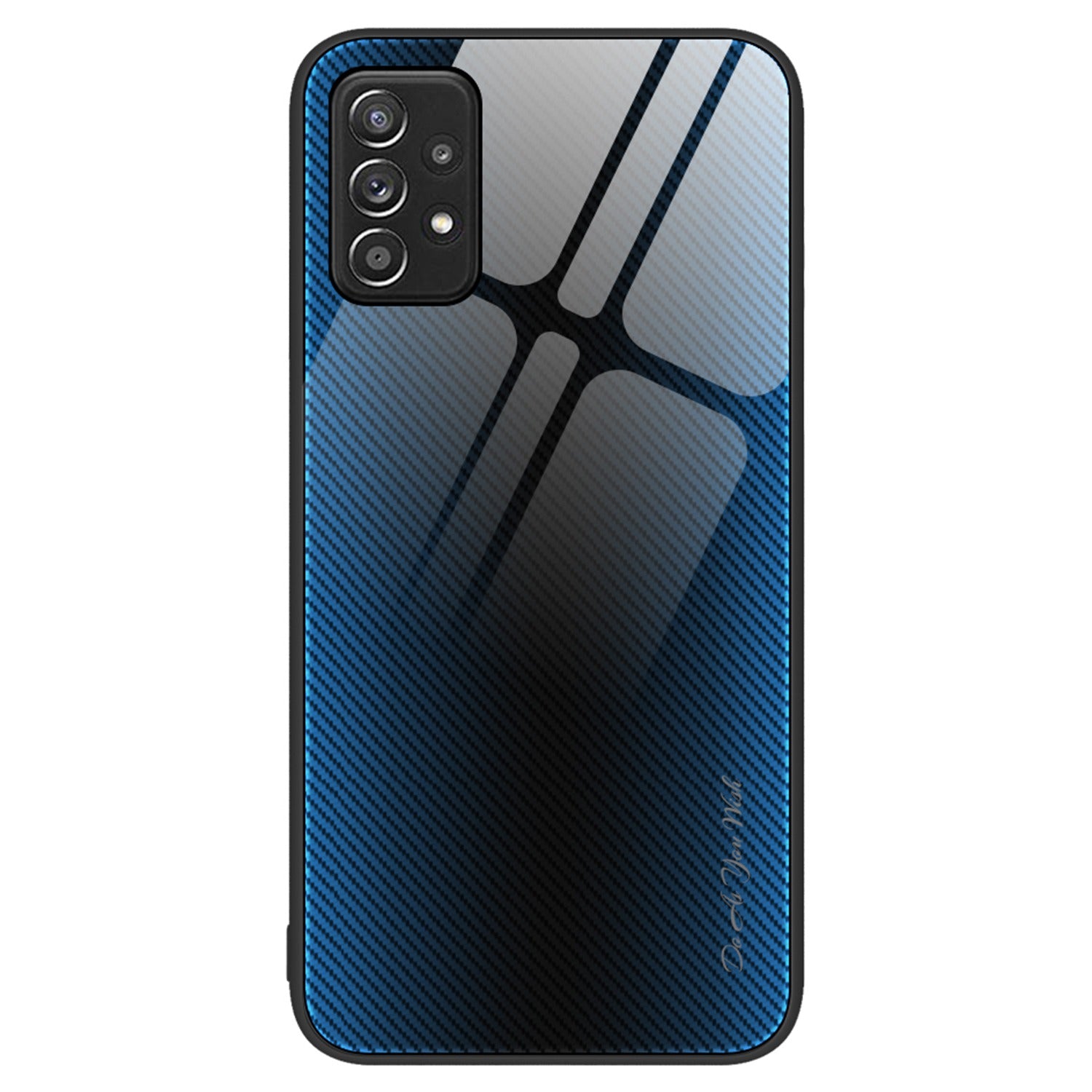 Anti-scratch Phone Cover For Samsung Galaxy A52 4G / 5G / A52s 5G, Carbon Fiber Texture Tempered Glass Phone Case with Soft TPU Frame