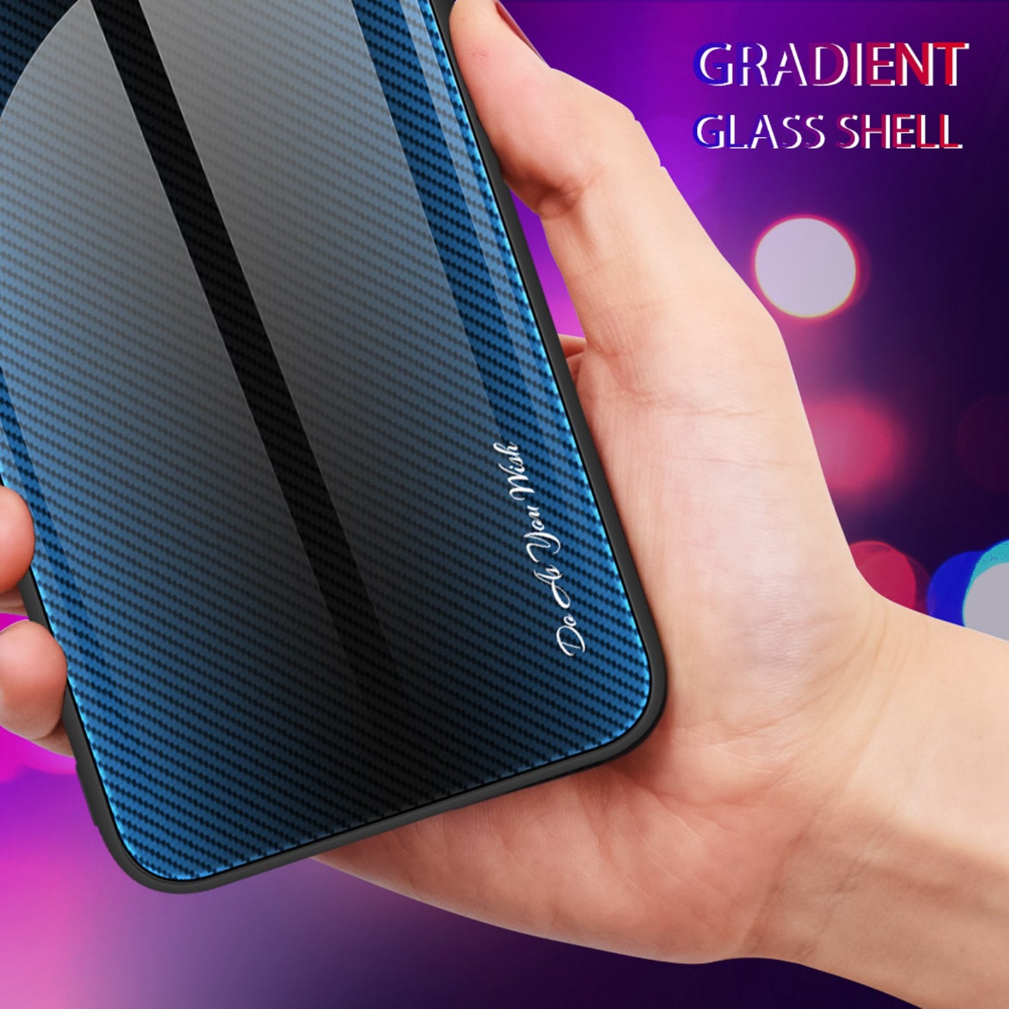 Anti-scratch Phone Cover For Samsung Galaxy A52 4G / 5G / A52s 5G, Carbon Fiber Texture Tempered Glass Phone Case with Soft TPU Frame