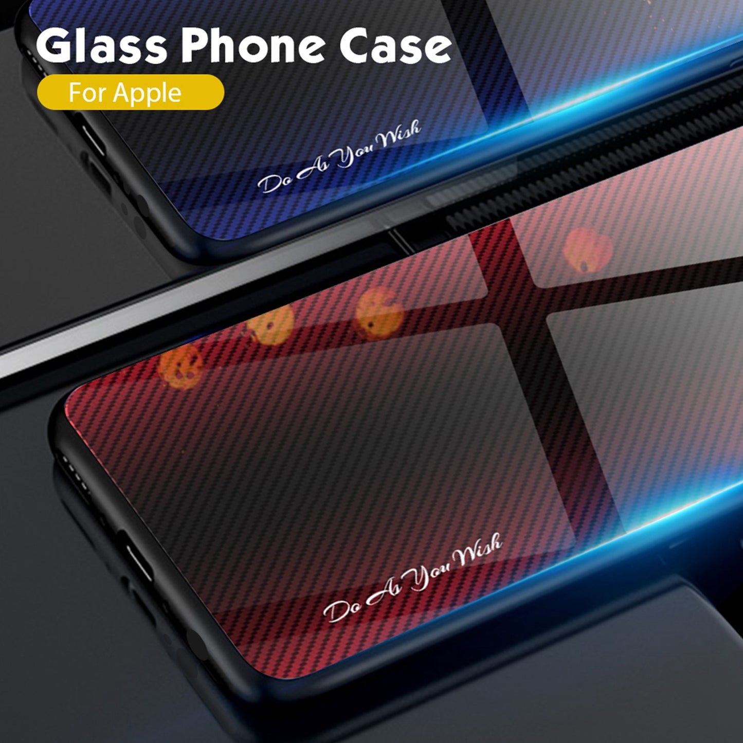 Anti-scratch Phone Cover For Samsung Galaxy A52 4G / 5G / A52s 5G, Carbon Fiber Texture Tempered Glass Phone Case with Soft TPU Frame