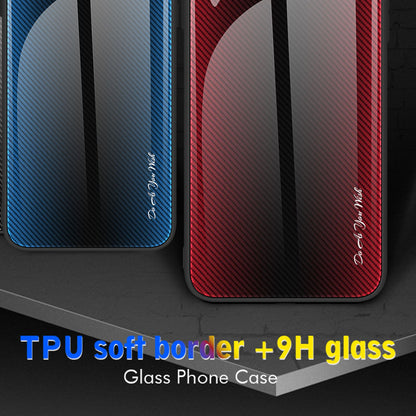 Anti-scratch Phone Cover For Samsung Galaxy A52 4G / 5G / A52s 5G, Carbon Fiber Texture Tempered Glass Phone Case with Soft TPU Frame