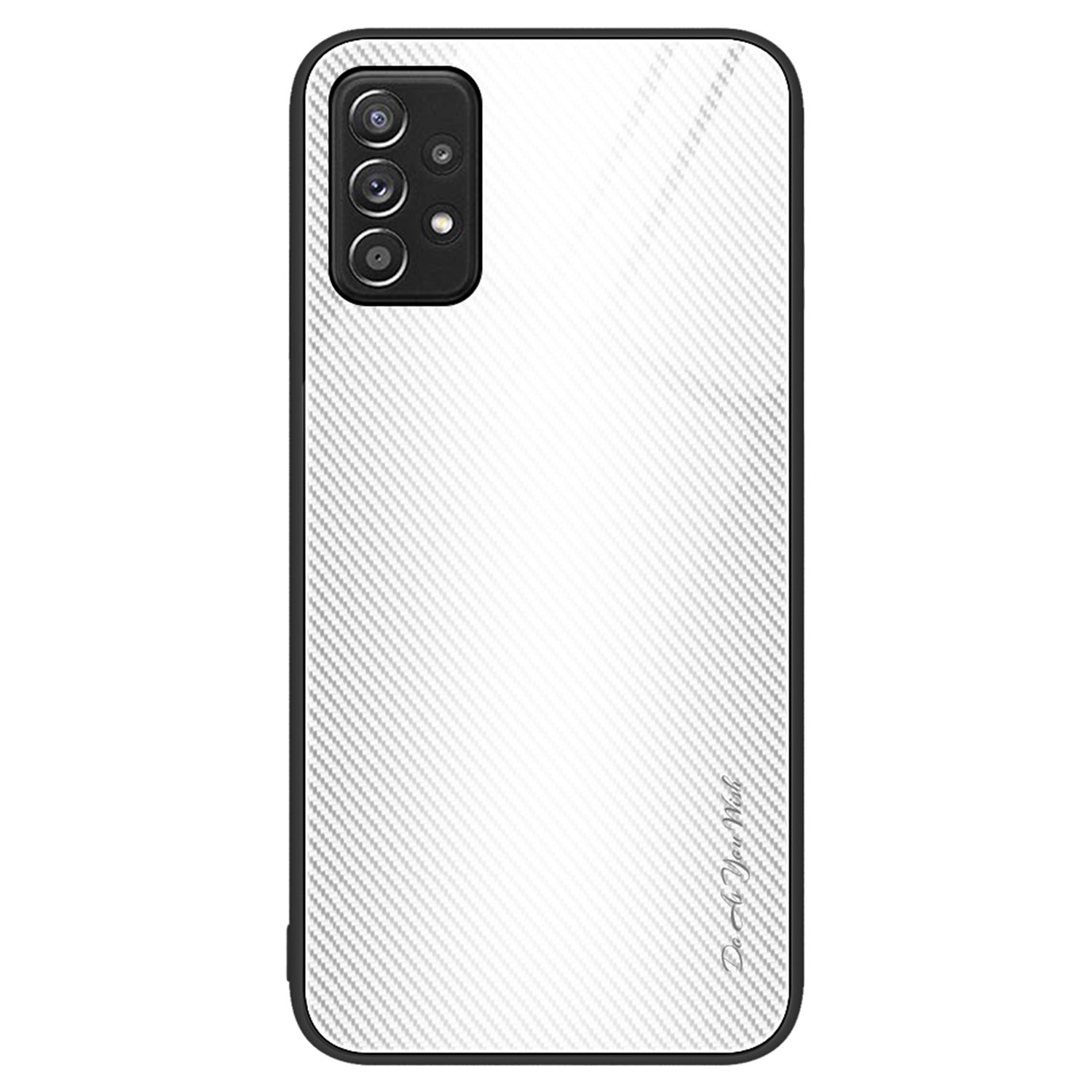 Anti-scratch Phone Cover For Samsung Galaxy A52 4G / 5G / A52s 5G, Carbon Fiber Texture Tempered Glass Phone Case with Soft TPU Frame
