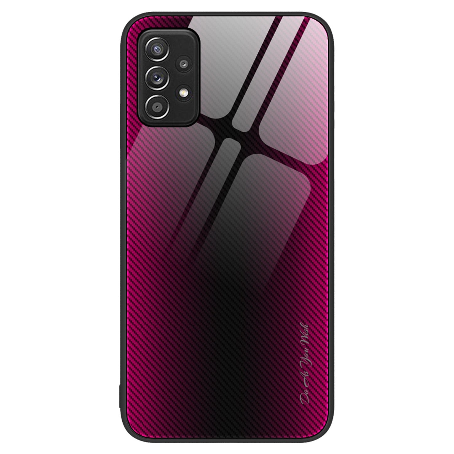 Anti-scratch Phone Cover For Samsung Galaxy A52 4G / 5G / A52s 5G, Carbon Fiber Texture Tempered Glass Phone Case with Soft TPU Frame