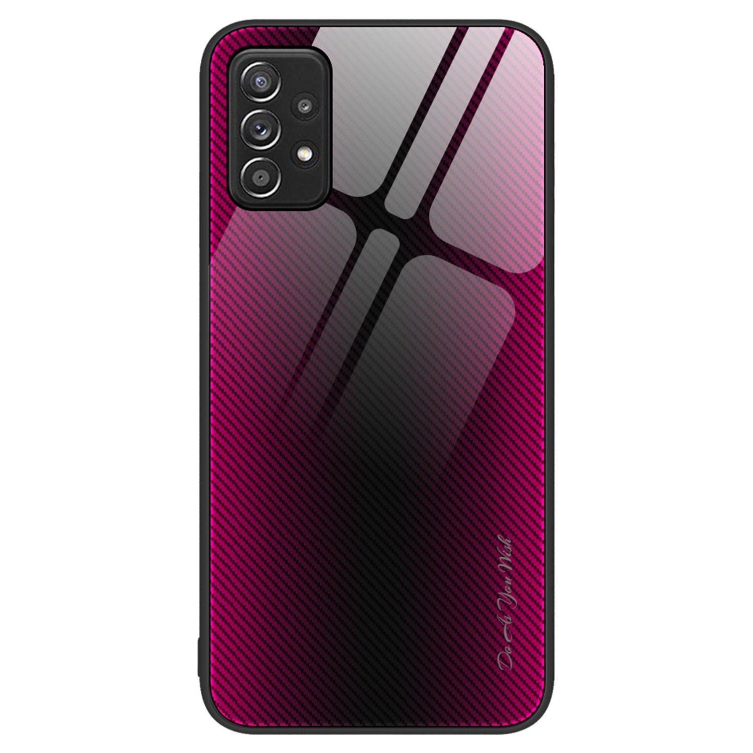 Anti-scratch Phone Cover For Samsung Galaxy A52 4G / 5G / A52s 5G, Carbon Fiber Texture Tempered Glass Phone Case with Soft TPU Frame