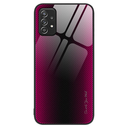 Anti-scratch Phone Cover For Samsung Galaxy A52 4G / 5G / A52s 5G, Carbon Fiber Texture Tempered Glass Phone Case with Soft TPU Frame