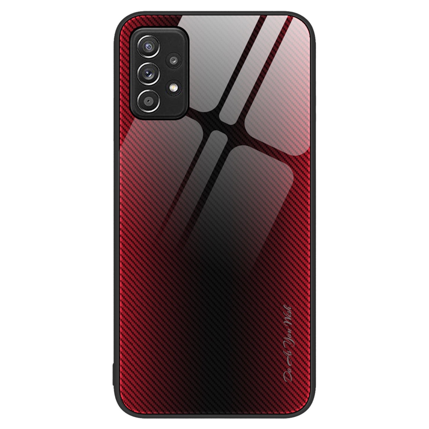 Anti-scratch Phone Cover For Samsung Galaxy A52 4G / 5G / A52s 5G, Carbon Fiber Texture Tempered Glass Phone Case with Soft TPU Frame