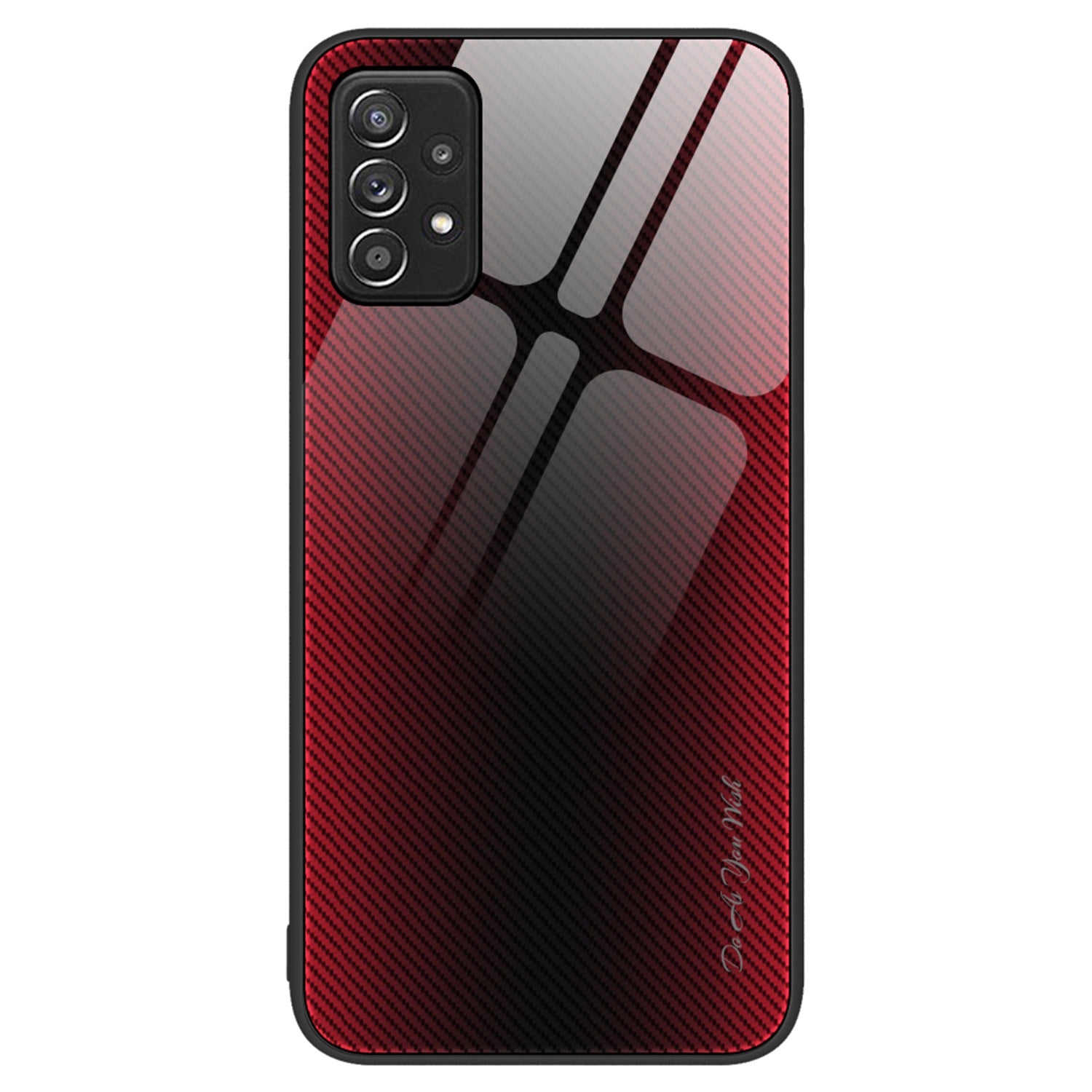 Anti-scratch Phone Cover For Samsung Galaxy A52 4G / 5G / A52s 5G, Carbon Fiber Texture Tempered Glass Phone Case with Soft TPU Frame