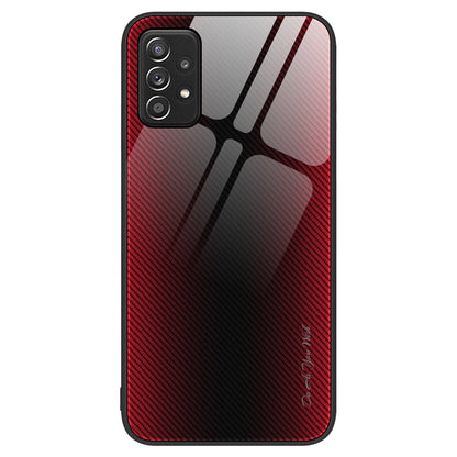 Anti-scratch Phone Cover For Samsung Galaxy A52 4G / 5G / A52s 5G, Carbon Fiber Texture Tempered Glass Phone Case with Soft TPU Frame