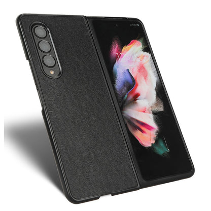 For Samsung Galaxy Z Fold3 5G Leather Coated PC Phone Case Scratch-resistant Protective Shell